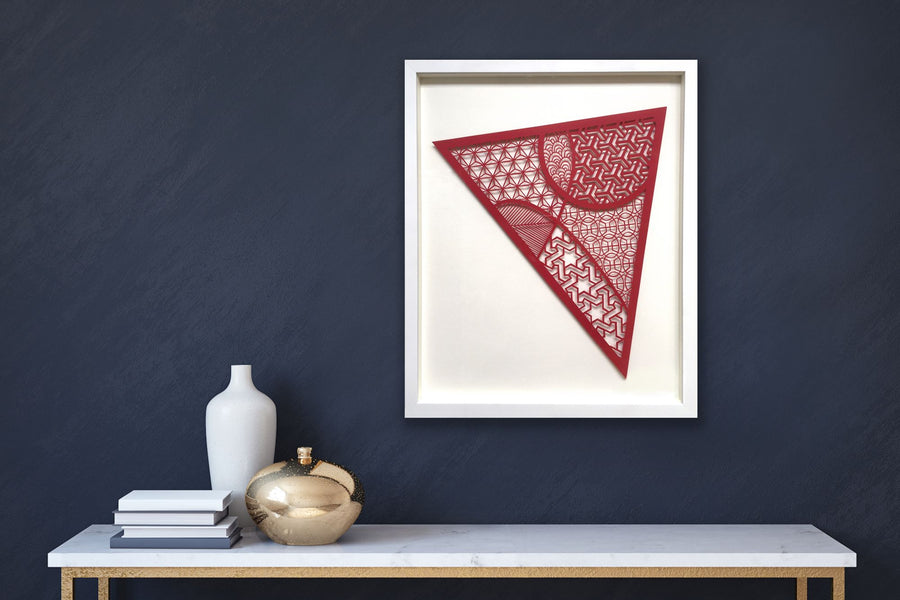 Pattern Mixing Series (red triangle) - art by artist from Canada Rachael Ashe - artterra online art gallery - Buy art of Canada Online - We ship to USA and Canada