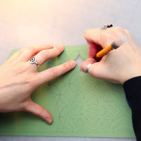 Pattern Mixing Series (green shape) - art by artist from Canada Rachael Ashe - artterra online art gallery - Buy art of Canada Online - We ship to USA and Canada