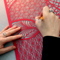 Pattern Mixing Series (red triangle) - art by artist from Canada Rachael Ashe - artterra online art gallery - Buy art of Canada Online - We ship to USA and Canada