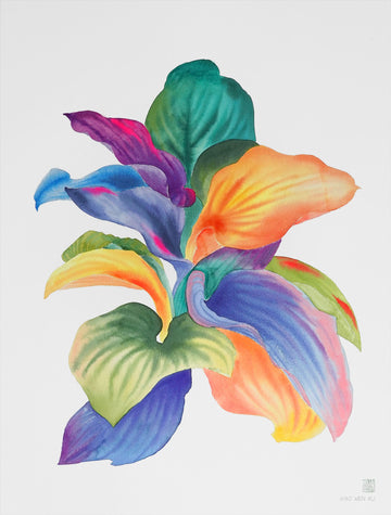 Rainbowland Plantain Lily Leaves - art by artist from Canada Xiao Wen Xu - artterra online art gallery - Buy art of Canada Online - Free Shipping