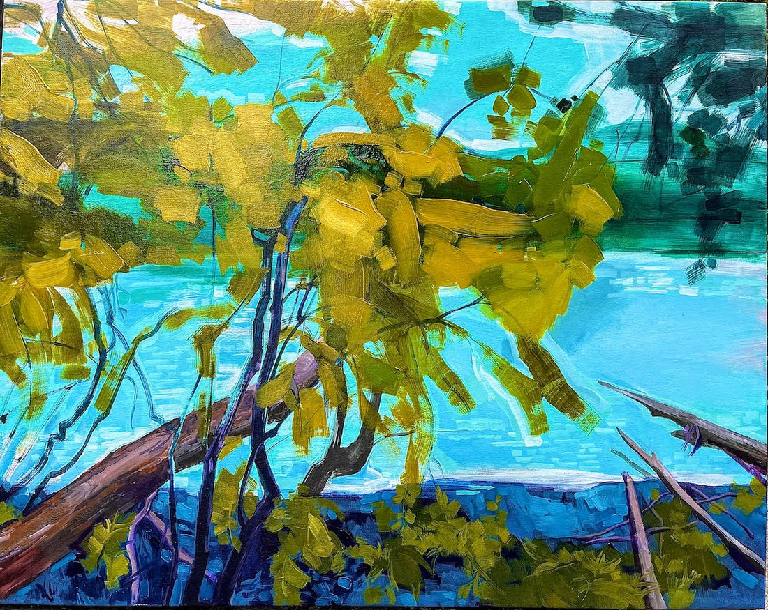 Yellow and Blue - art by artist from Canada Tina Ding - artterra online art gallery - Buy art of Canada Online - We ship to USA and Canada