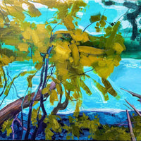 Yellow and Blue - art by artist from Canada Tina Ding - artterra online art gallery - Buy art of Canada Online - We ship to USA and Canada